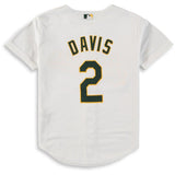 Khris Davis #2 Oakland Athletics Youth White Home Official Cool Base Player Jersey