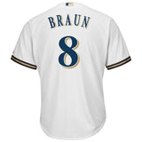 Ryan Braun #8 Milwaukee Brewers White Home Official Cool Base Player Jersey