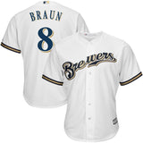 Ryan Braun #8 Milwaukee Brewers White Home Official Cool Base Player Jersey