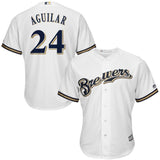 Jesus Aguilar #24 Milwaukee Brewers Home Official Cool Base Player Jersey