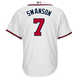 Dansby Swanson #7 Atlanta Braves White Home Official Cool Base Player Jersey
