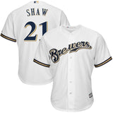 Travis Shaw #21 Milwaukee Brewers White Home Official Cool Base Player Jersey