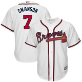 Dansby Swanson #7 Atlanta Braves White Home Official Cool Base Player Jersey