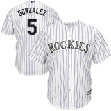 Carlos Gonzalez #5 Colorado Rockies White Home Cool Base Player Jersey