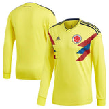 Colombia National Team Yellow 2018 Home Replica Blank Long Sleeve Jersey
