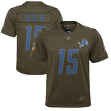 Golden Tate #15 Detroit Lions Youth Olive Salute to Service Game Jersey