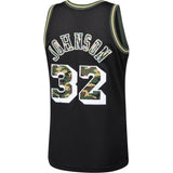 Magic Johnson #32 Los Angeles Lakers Black Straight Fire Camo Mens Swingman Jersey