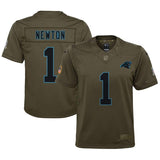 Cam Newton #1 Carolina Panthers Youth Olive Salute to Service Game Jersey
