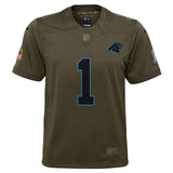 Cam Newton #1 Carolina Panthers Youth Olive Salute to Service Game Jersey
