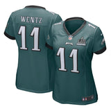 Carson Wentz #11 Philadelphia Eagles Women's Midnight Green Super Bowl LII Champions Patch Game Jersey