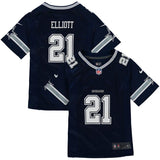 Ezekiel Elliott #21 Dallas Cowboys Girls Youth Navy Game Jersey