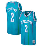 Larry Johnson #2 Charlotte Hornets Teal 1992-93 Hardwood Classics Mens Swingman Jersey