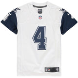 Dak Prescott #4 Dallas Cowboys Youth White Color Rush Game Jersey
