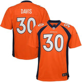 Terrell Davis #30 Denver Broncos Youth Orange Retired Game Jersey