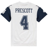 Dak Prescott #4 Dallas Cowboys Youth White Color Rush Game Jersey