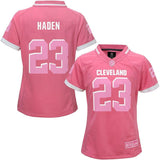 Joe Haden #23 Cleveland Browns Girls Youth Pink Bubble Gum Jersey