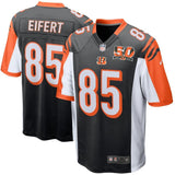 Tyler Eifert #85 Cincinnati Bengals Youth Black 50th Anniversary Patch Game Jersey