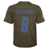 Matthew Stafford #9 Detroit Lions Youth Olive Salute to Service Game Jersey