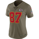 Travis Kelce #87 Kansas City Chiefs Women's Olive Salute to Service Limited Jersey