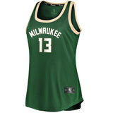 Malcolm Brogdon #13 Milwaukee Bucks Women's Hunter Green Fast Break Tank