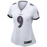 Justin Tucker #9 Baltimore Ravens Women's White Game Jersey