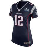 Tom Brady #12 New England Patriots Women's Navy Super Bowl LIII Bound Game Jersey