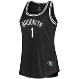 D'Angelo Russell #1 Brooklyn Nets Women's Black Fast Break Tank Jersey