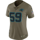 Luke Kuechly #59 Carolina Panthers Women's Olive Salute to Service Limited