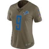 Matthew Stafford #9 Detroit Lions Women's Olive Salute to Service Limited Jersey