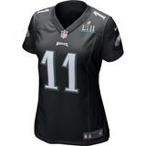 Carson Wentz #11 Philadelphia Eagles Women's Black Super Bowl LII Bound Patch Game Event Jersey