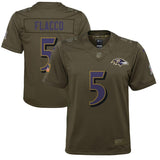 Joe Flacco #5 Baltimore Ravens Youth Olive Salute to Service Game Jersey