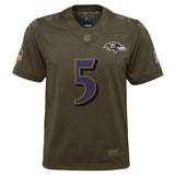 Joe Flacco #5 Baltimore Ravens Youth Olive Salute to Service Game Jersey