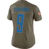 Matthew Stafford #9 Detroit Lions Women's Olive Salute to Service Limited Jersey