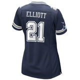 Ezekiel Elliott #21 Dallas Cowboys Women's Navy Game Jersey