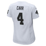 Derek Carr #4 Oakland Raiders Women's White/Black Game Jersey