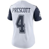 Dak Prescott #4 Dallas Cowboys Women's White Vapor Untouchable Color Rush