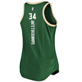 Giannis Antetokounmpo #34 Milwaukee Bucks Women's Hunter Green Fast Break Tank