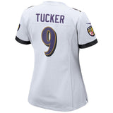 Justin Tucker #9 Baltimore Ravens Women's White Game Jersey