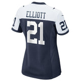 Ezekiel Elliott #21 Dallas Cowboys Women's Navy Alternate Game Jersey