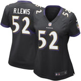 Ray Lewis #52 Baltimore Ravens Women's Black Game Jersey