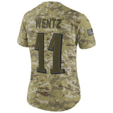 Carson Wentz #11 Philadelphia Eagles Women's Camo Salute to Service Limited Jersey