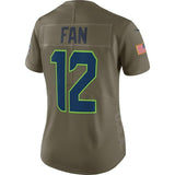 12s Seattle Seahawks Women's Olive Salute to Service Limited Jersey