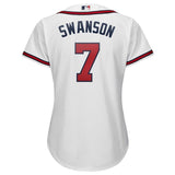 Dansby Swanson #7 Atlanta Braves Women's White 2019 Home Cool Base