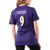 Justin Tucker #9 Baltimore Ravens Women's Purple Game Jersey