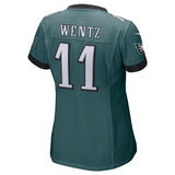 Carson Wentz #11 Philadelphia Eagles Women's Midnight Green Super Bowl LII Champions Patch Game Jersey