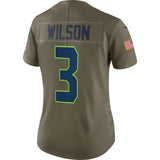 Russell Wilson #3 Seattle Seahawks Women's Olive Salute to Service Limited Jersey