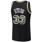 Patrick Ewing #33 New York Knicks 1991-92 Black Straight Fire Camo Mens Swingman Jersey