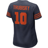 Mitchell Trubisky #10 Chicago Bears Women's Navy Throwback Game Jersey