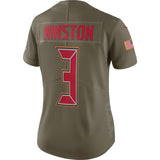 Jameis Winston #3 Tampa Bay Buccaneers Women's Olive Salute to Service