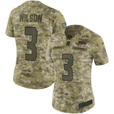 Russell Wilson #3 Seattle Seahawks Women's Camo Salute to Service Limited Jersey